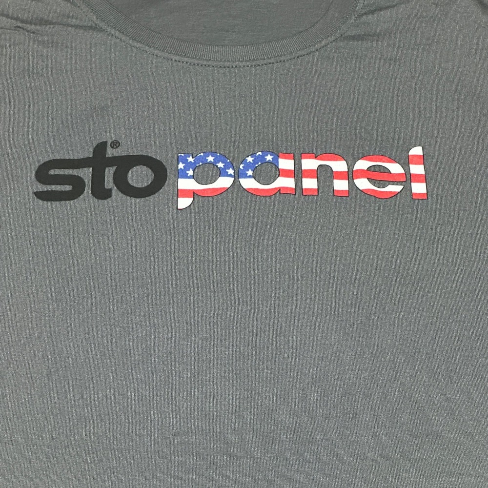Jerzees Mens XL Sto Panel Logo Graphic Tee Gray USA Flag Patriotic T-Shirt - Picture 3 of 6
